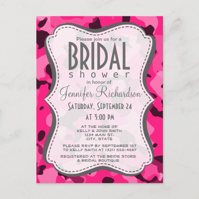 Deep Pink Camouflage; Camouflage Einladungspostkarte (Vorderseite)