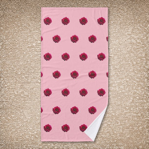 Deep Pink Dahlia Blume Nahtloses Muster auf Badehandtuch