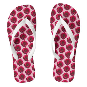 Deep Pink Dahlia Blume Nahtloses Muster auf Flip Flops
