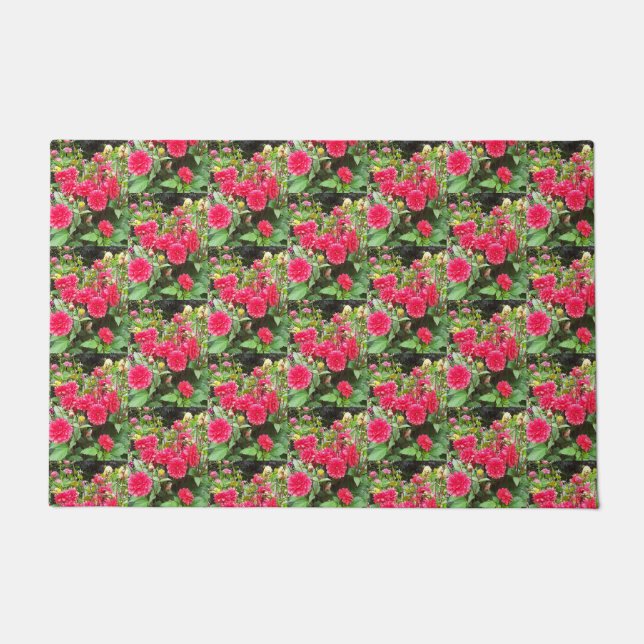 Deep Pink Dahlias Door Mat Fußmatte (Vorderseite)
