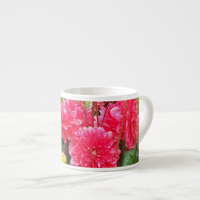Deep Pink Dahlias Espresso Tasse (Vorderseite Rechts)