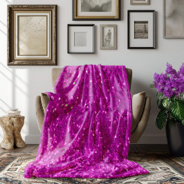 Deep Pink Glam Faux Glitter Pattern Fleecedecke
