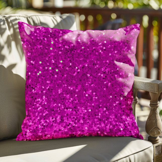 Deep Pink Glam Faux Glitter Pattern Kissen (Von Creator hochgeladen)