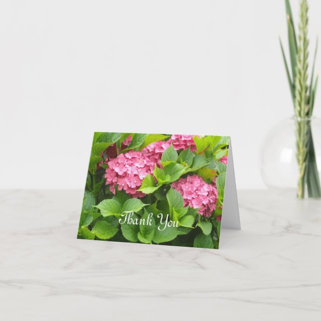 Deep Pink Hydrangeas Vielen Dank Dankeskarte (Vorderseite)