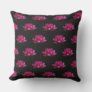 Deep Pink Lotus Blume auf schwarz Kissen