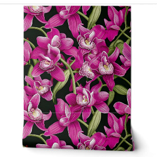Deep Pink Orchids: Franz Bauer Style Tapete