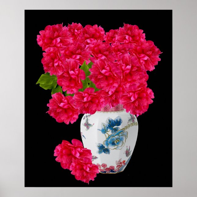 Deep Pink Peonies Poster (Vorne)