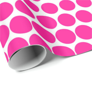 Deep Pink Polka Dot Modern White Geschenkpapier