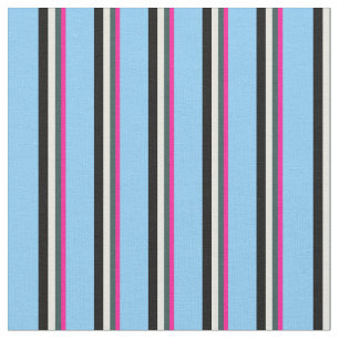 Deep Pink, Slate Gray, Beige, Black & Sky Blue Stoff
