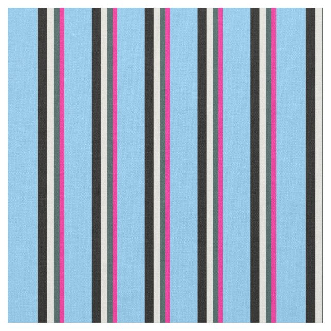 Deep Pink, Slate Gray, Beige, Black & Sky Blue Stoff (Nahaufnahme)
