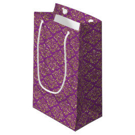 Deep Pink und Gold Damask Geschenktasche Kleine Geschenktüte