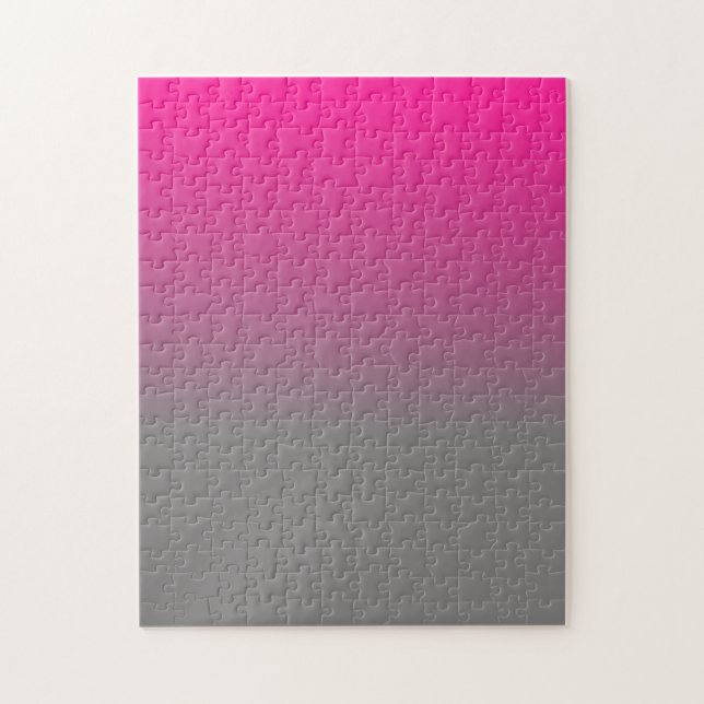 Deep Pink und Grau Ombre Muster Puzzle (Vertikal)