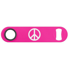 Deep Pink und White Peace Symbol Speedflaschenöffner