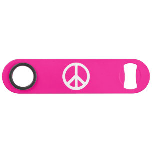 Deep Pink und White Peace Symbol Speedflaschenöffner