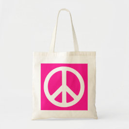 Deep Pink und White Peace Symbol Tragetasche