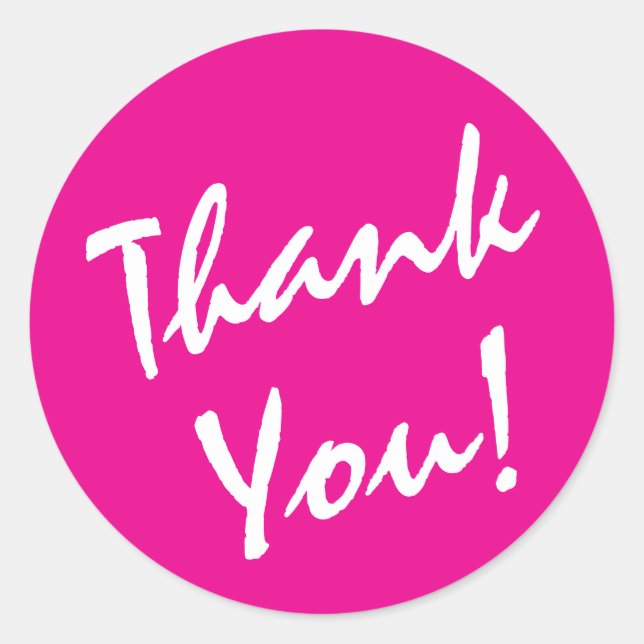 Deep Pink und White Vielen Dank Runder Aufkleber (Vorderseite)