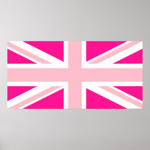 Deep Pink Union Jack Poster