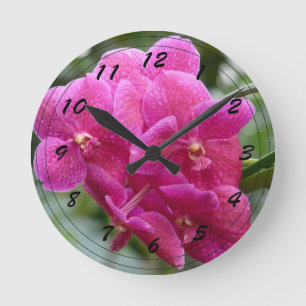 Deep Pink Vanda Orchid Runde Wanduhr