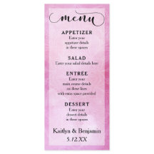 Deep Pink Watercolor & Mandala Wedding Menu