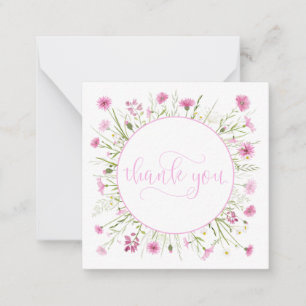 Deep Pink Wildflower Personalised Thank You Mitteilungskarte