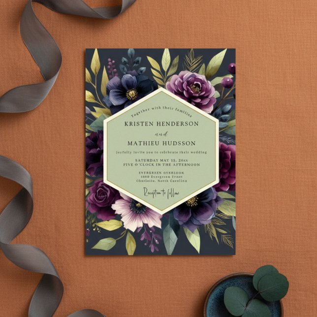 Deep Plum Bloom Autumn Wedding Einladung (Von Creator hochgeladen)