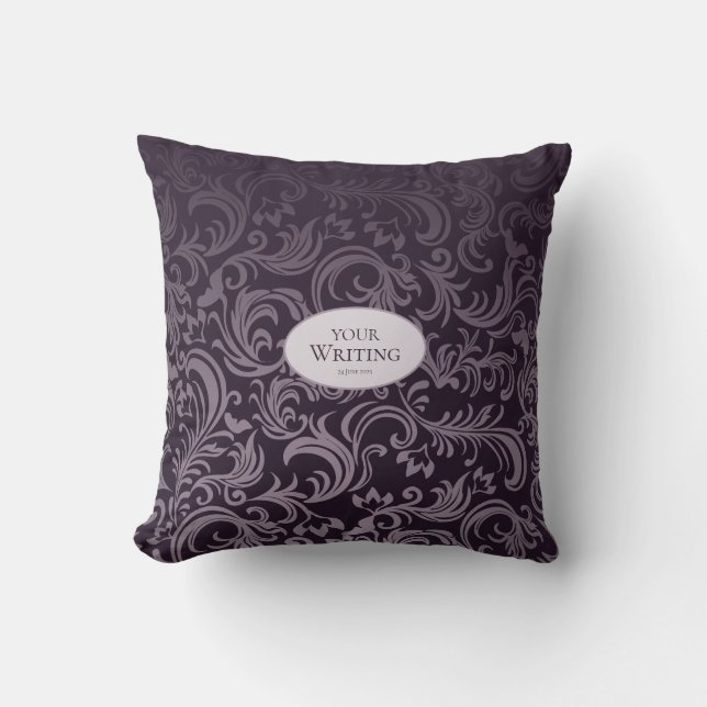 Deep Plum Damask Personalized Kissen (Vorderseite)