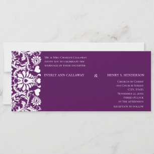 Deep Plum Damask Wirbel Hochzeitsfeier Einladung