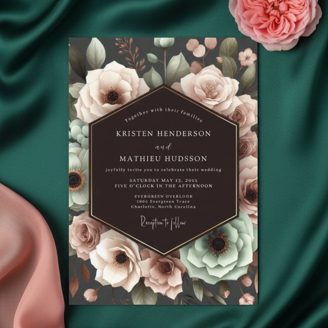 Deep Plum Floral Romantic Wedding Einladung (Von Creator hochgeladen)