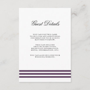Deep Plum Stripes Wedding Guest Detail Begleitkarte