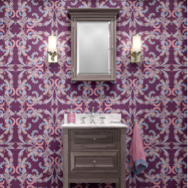 Deep Purple Baroque Ornamental Design Tapete