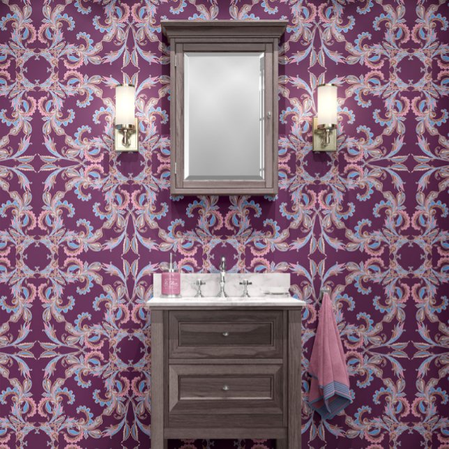 Deep Purple Baroque Ornamental Design Tapete (Von Creator hochgeladen)