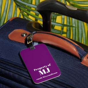 Deep Purple Einfache Personalisierte Monogramm-E-M Gepäckanhänger
