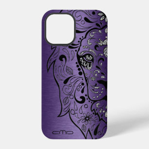 Deep Purple Metallic Textur Löwe Sugar Skul Gehäus iPhone 12 Pro Hülle