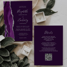 Deep Purple Silver Agate QR Code Hochzeit