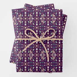 Deep Purple und gedämpfte erdige abstrakte Geometr Geschenkpapier Set
