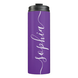 Deep Purple White Script Custom Thermal Tumbler Thermosbecher