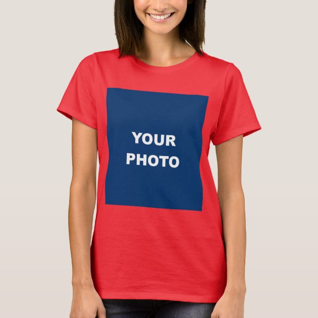 Deep Red Add Your Image Foto Picture Logo T-Shirt (Vorderseite)
