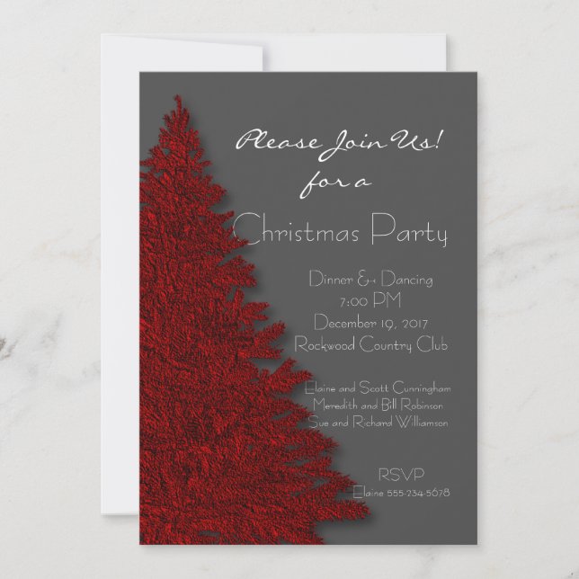 Deep Red and Charcoal Grau Christmas Party Einladung (Vorderseite)
