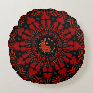 Deep Red Balance (Yin Yang) Rundkissen / Kissen