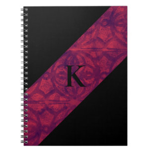 Deep Red Batik Black Mit Monogramm Notebook Notizblock