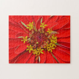 Deep Red Blume Nah Up Art Puzzle
