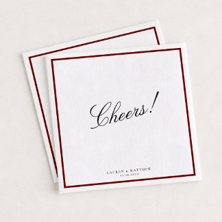 Deep Red Border Wedding Napkins Serviette