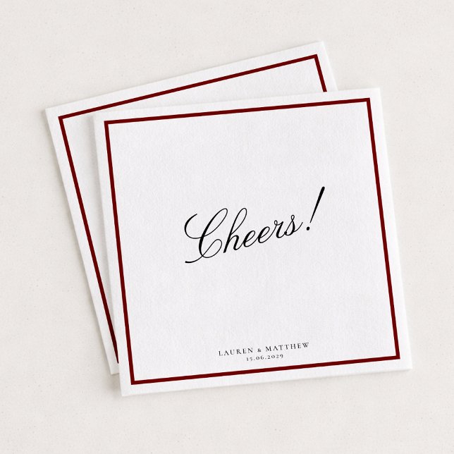 Deep Red Border Wedding Napkins Serviette (Von Creator hochgeladen)