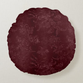 Deep Red Burgundy Floral Christmas Rundes Kissen