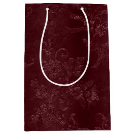 Deep Red Burgundy Floral Mittlere Geschenktüte
