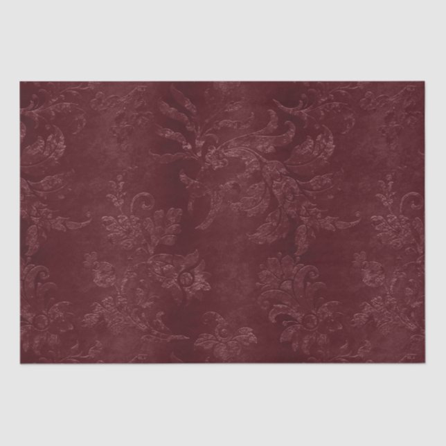 Deep Red Burgundy Floral Seidenpapier (Vorderseite)