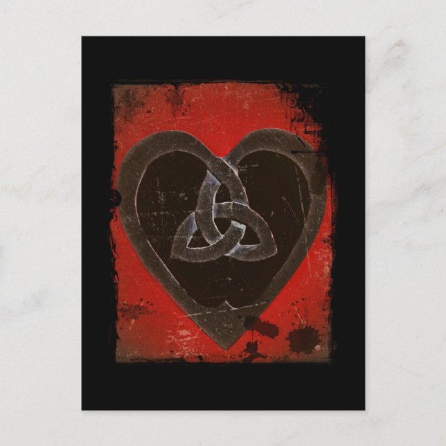 Deep Red Celtic Heart Postkarte (Vorderseite)
