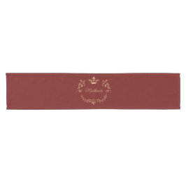 Deep Red Crown Wappen Personalisiert Kurzer Tischläufer