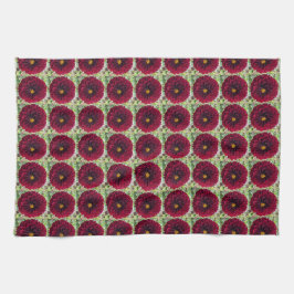 Deep Red Dahlia Floral Pattern Geschirrtuch
