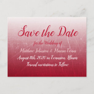 Deep Red Fade Bubbles Save the Date Postcard Postkarte